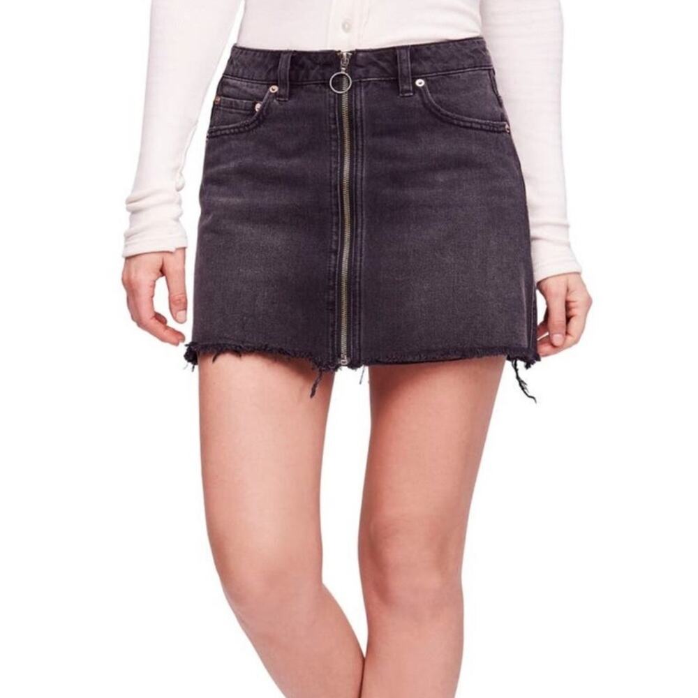 We the Free FP Front Zip Denim Mini Skirt